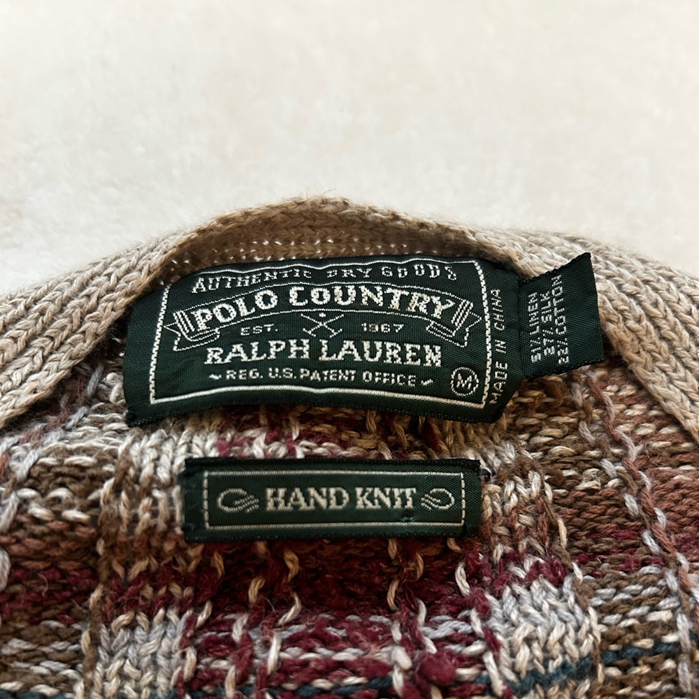 🪵🔥 Ralph Lauren vintage estate plaid cardigan hand knit silk linen - Picture 10 of 10